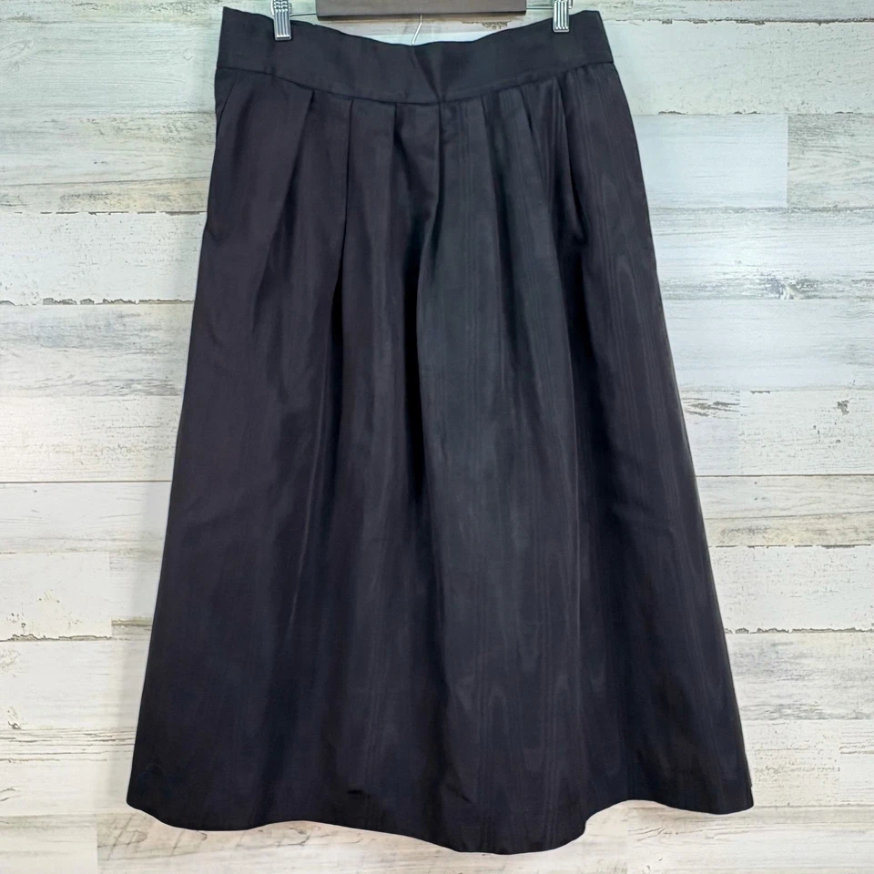 Falda midi Talbots negra plisada brillante completa para mujer talla 16 vintage hecha en EE. UU. Foto 2 de 4