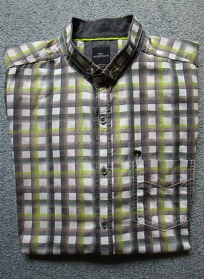 Engbers Hemd Kurzarm - weiß mit taupe/grau/grün Karo - Gr. XL bzw. 43/44 - TOP!