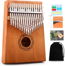 Kalimba Thumb Piano,Yundie Portable 17 Keys Mbira Finger Piano with Tune Hammer 