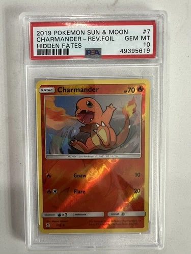 PSA 10 Pokemon 2019 Sun & Moon Hidden Fates CHARMANDER - REVERSE FOIL #7