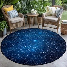 1pc Starry Night Sky Printed Round Mat - Elegant & Galaxy Design, Durable Polyes