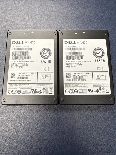 2x Dell EMC MZ-ILT7T6C PM1643a 7.68TB 2.5" 12Gb/s RI SAS SSD P/N: 084C40 Tested