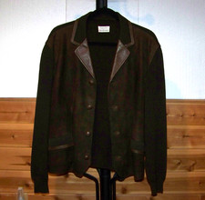 MENS VINTAGE BROWN BLAZER with LEATHER ACCENTS by JACOBSON'S SIZE MEDIUM