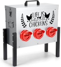 TGEYD 30 Lb Chicken Feeder with 6 No-Waste Ports   Heavy-Duty Outdoor Metal Feed