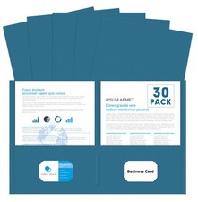 PANDRI Two Pocket Folders, Paper Folders with Pockets, 30 Pack, DarkBlue