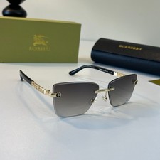 BURBERRY Square Rimless Gradient Sunglasses Gold Letter Temple Boxed