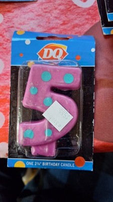 BIRTHDAY CAKE #5 Candle. Blue And Purple Doted Candle. Brand New Dairy Queen