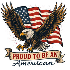 3 inch Proud To Be An American Bald Eagle USA Flag Patriotic Vinyl Sticker