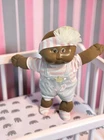 1984 Cabbage Patch Kids, Preemie, African American, Brown Eyes, 🐘 Romper, Crown
