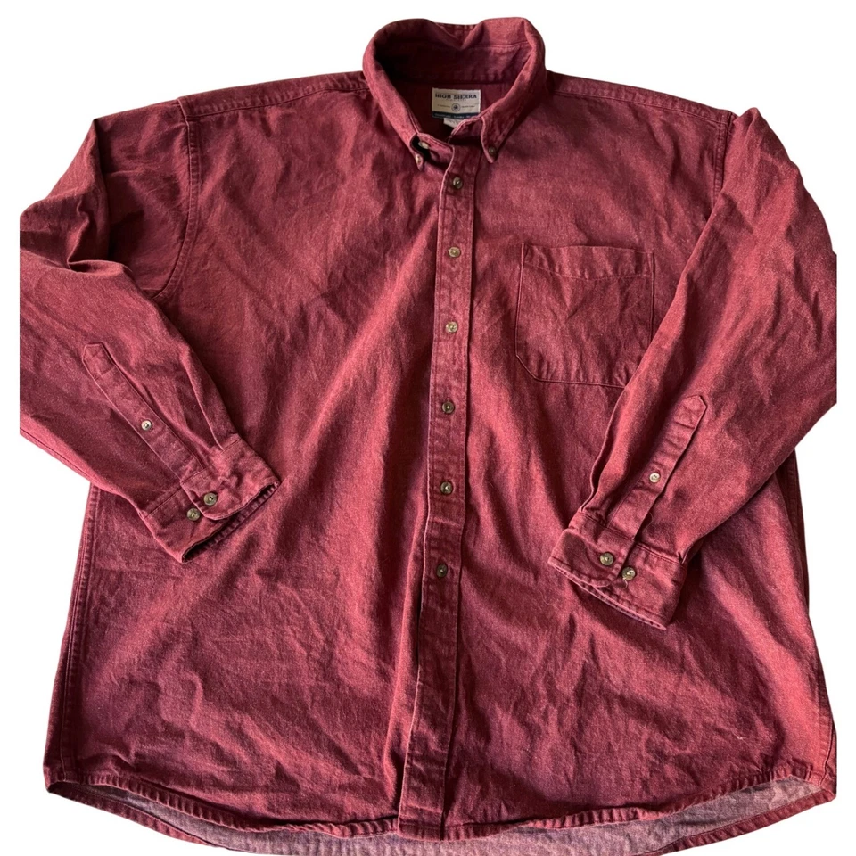 Camisa Vintage Alta Sierra Años 80 Granate Abotonada XL Hecha en Algodón Taiwán Foto 2 de 4