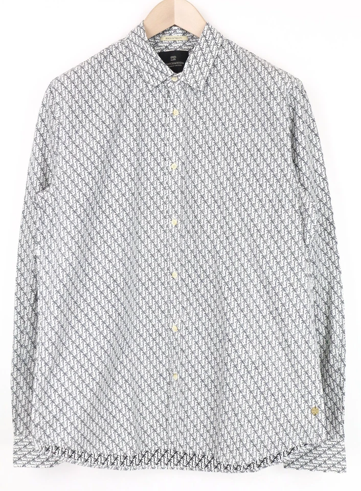 Scotch & Soda AMS Couture Chemise Homme 2XL Blanc Coton Palm Motif Manche Longue - Photo 2/4