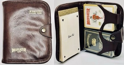 Vintage Beefeater London Distilled Dry Gin - Brown Leather Card Case 2 Decks~NEW - Image 1 of 4