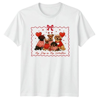Valentinstag Hunde Herzen Herren T-Shirt Damen Tee Grafik Unisex Oberteil