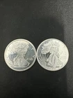 Walking Liberty Coin Round .999 Fine Silver 1/4 oz Ounce Lot of 2