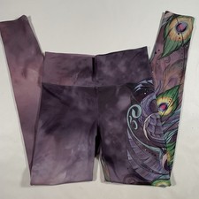 Eagle Rock Werkshop Peacok Leggings Full Length Womens Medium Purple