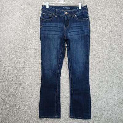 Maurices Bootcut Jeans Womens 8 Blue Dark Wash Mid Rise Stretch 32x31.5 Denim