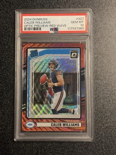 2024 Panini Donruss Rated Rookie Caleb Williams #327 Optic Red Wave PSA 10