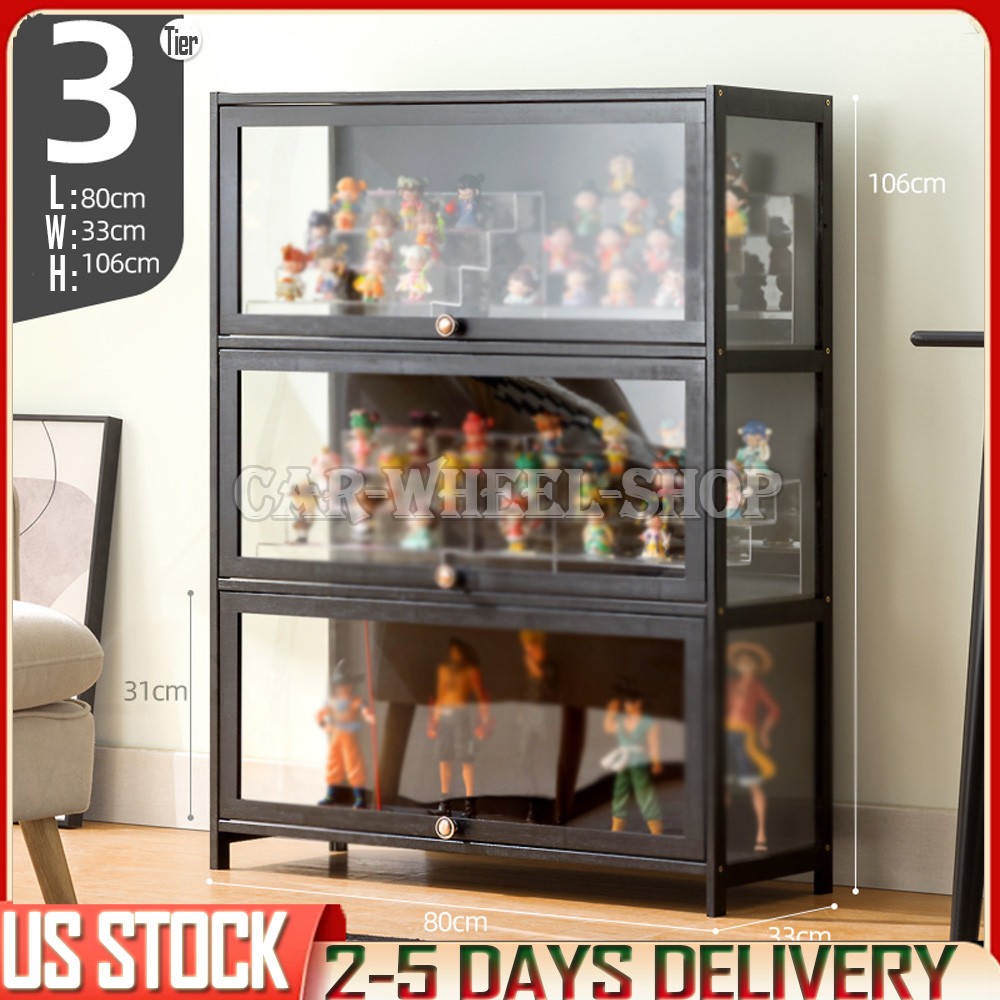 Model Toy Collection Cabinet Display Storage Shelf Black