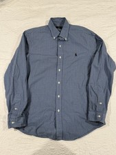 Ralph Lauren Shirt Mens Medium Blue Plaid Long Sleeve Button Down Classic Fit