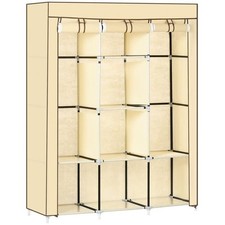 ARMADIO IN TESSUTO CON 8 RIPIANI E PORTA AVVOLGIBILE 125X43X162.5CM BEIGE