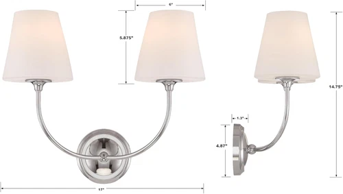 Libby Langdon Sylvan Polished Chrome 2-Light Wall Sconce - Picture 6 of 7