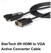 Brand New - StarTech 6ft HDMI to VGA Adapter Active Converter Cable HD2VGAMM6