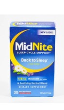 MidNite Sleep Support lose dose 1.5mg Melatonin herbs 30 tablets 03/2026 411