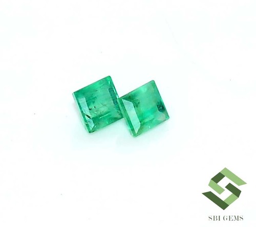 4x4 mm Natural Emerald Square Cut Pair 0.83 CTS Loose Certified Gemstones - Picture 8 of 8
