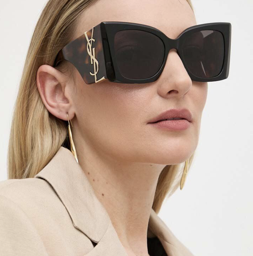 Occhiali da sole Saint Laurent SL M119 Blaze bicolore marrone avana oversize autentici