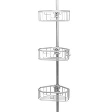 Zenna Home Tension Pole Corner Rust Resistant Shower Caddy in Satin Chrome