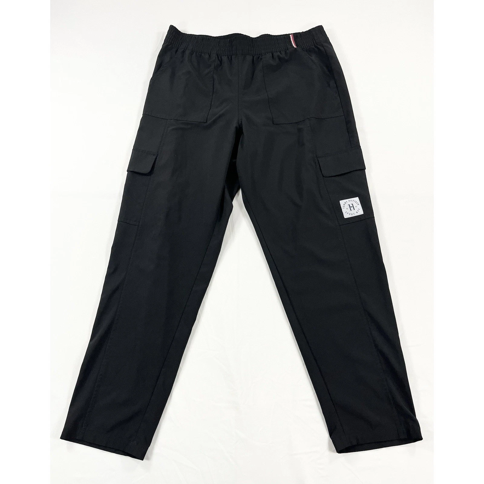 Tommy Hilfiger Sport Cargo Pants Womens Large L Black Elastic Waist Jogger Track