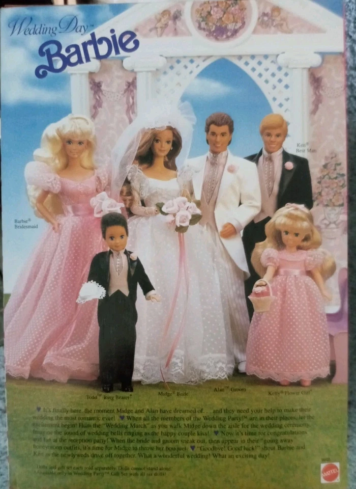 Barbie Mattel 1990 Muñeca Vintage Día de la Boda Preciosa Dama de honor, Lunares Rosa Foto 2 de 4