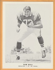 Sam Ball Baltimore Colts 1960's Team Issued 8x10 1/2 Photo Kentucky Wildcats