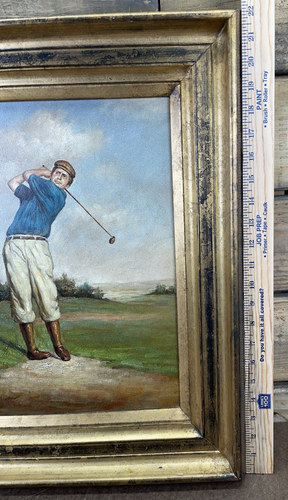 Vintage Original Callan Oil Painting Gentleman Golfer Victorian Dress Landscape - Picture 14 of 17