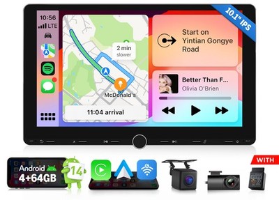 OBD+DVR+10.1'' Android 14 Car Radio Double 2 Din Stereo Head Unit GPS USB CarPlay