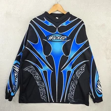 Vintage Wicked Mpulse Paintball Jersey Mens XL Black Long Sleeve V Neck Y2K AOP