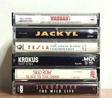 Rock Cassette Tapes Lot 6: Warrant, Jackyl, Skid Row, Slaughter, Tesla Krokus