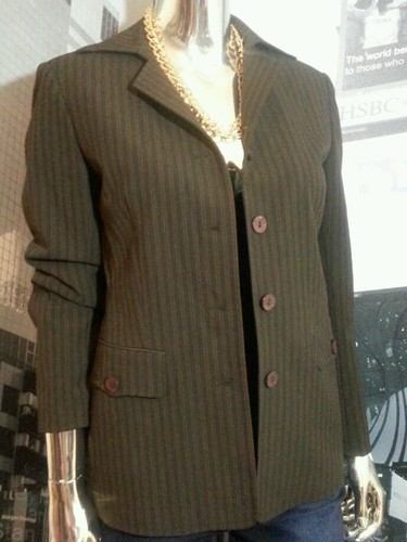 HERVE LEGER PARIS RUNWAY Brown PINSTRIPE BLAZER JACKET size 6 - Picture 10 of 10