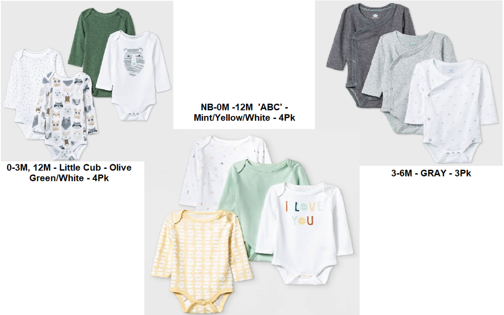 Cloud Island Baby Boys Long Sleeve Bodysuit Set of 3 or 4