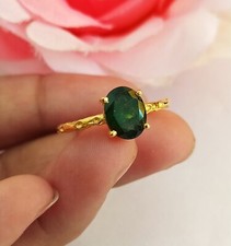 Elegant Green Amethyst Oval Solitaire Ring 925 Sterling Silver Anniversary Ring