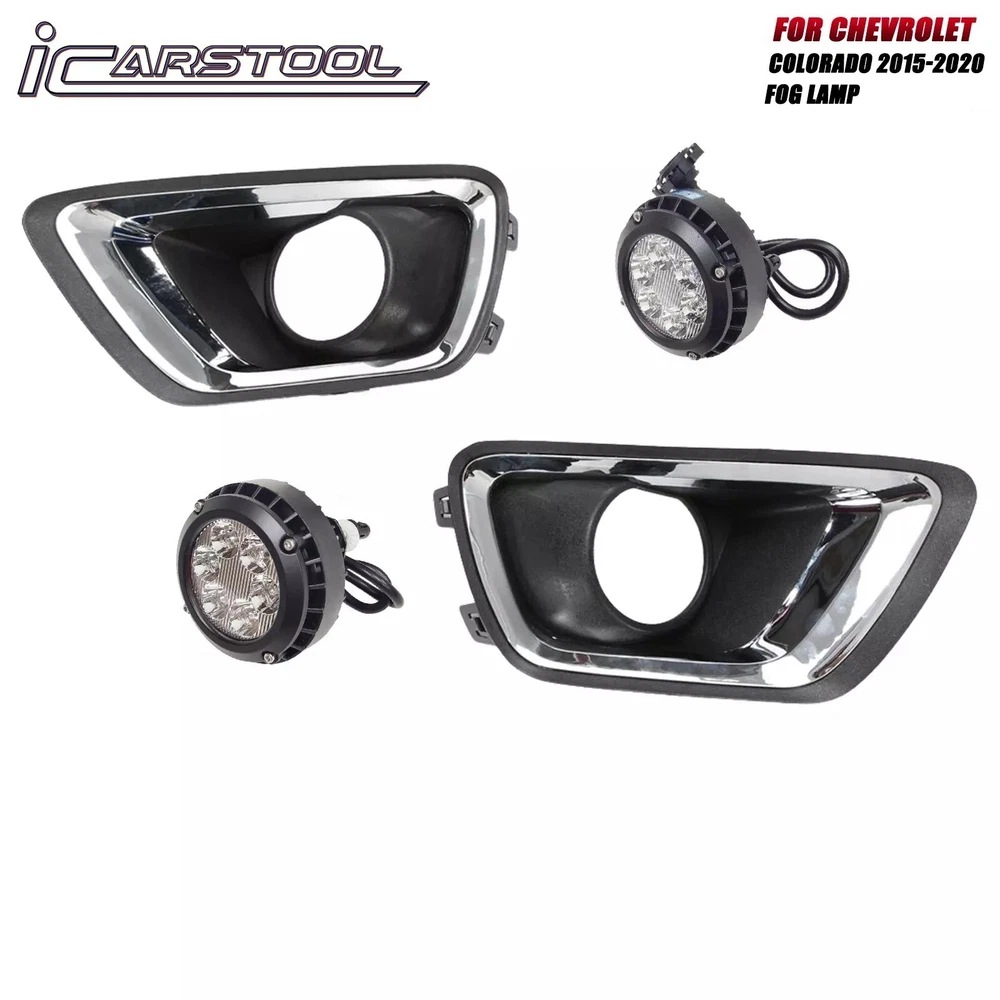 Clear Lens LED Fog Lights Kit For 2015-2020 Chevrolet Colorado with Bezel 5202 Plug