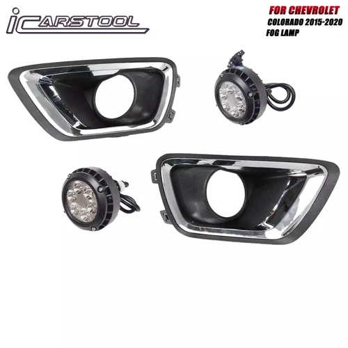 Clear Lens LED Fog Lights Kit For 2015-2020 Chevrolet Colorado with Bezel 5202 Plug