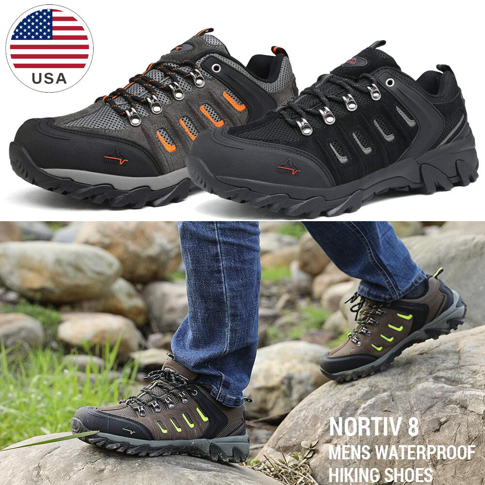 Men's NORTIV 8 Hiking Boots - Waterproof, Camouflage, Suede Leather - Ankle Boots For Trail