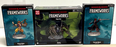 Dungeons & Dragons Frameworks Lot of 3 - Drider Human Monk Tiefling Rogue Minis