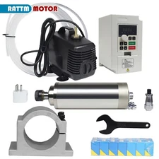 US SHIP】2.2KW 220V Water Cooled Spindle Motor ER20+VFD Driver+80mm Spindle Clamp