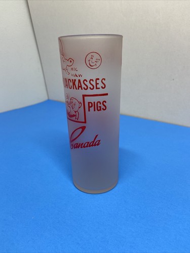 Vintage Drinking Glass Frosted Say When Tumbler Cup Ladies Rabbits MCM 6.5” Tall - Picture 5 of 8