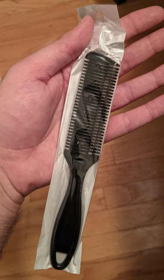 Peine de afeitar de pelo de doble cara 1 pieza con 2 hojas extraíbles cortador corte adelgazamiento Foto 3 de 4