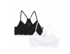 DKNY Girls' Racerback Bra Set White/Black Size M 4358