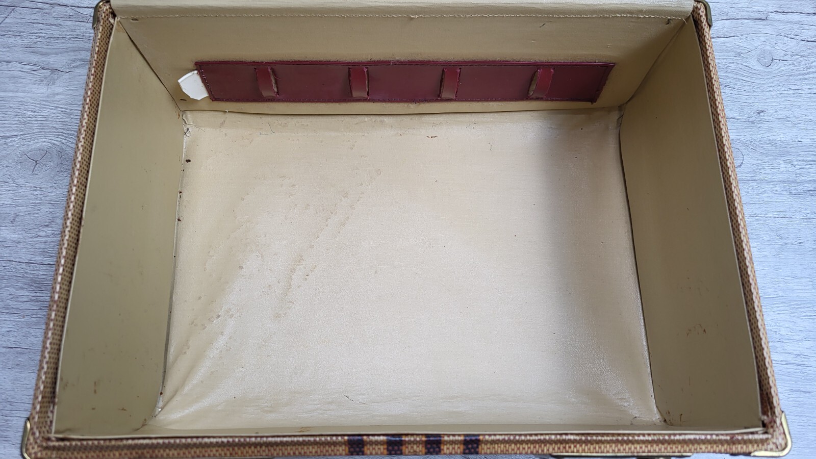 Vintage Leather Trimmed Train Cosmetic Toiletry Luggage Case Carry On