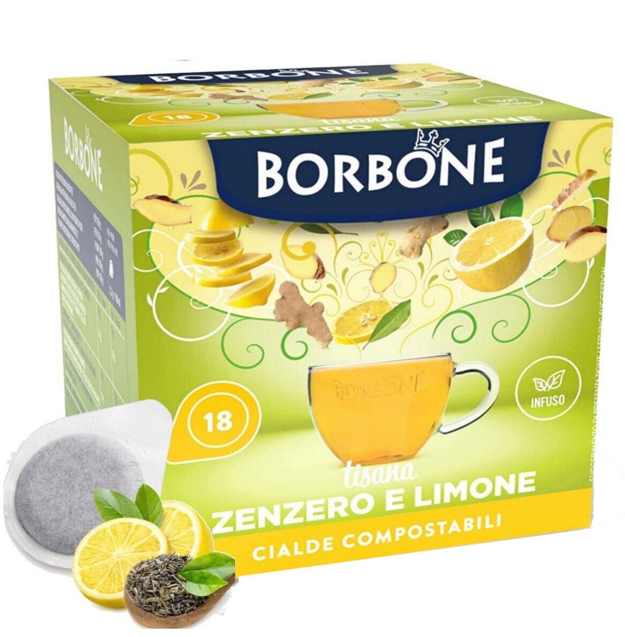 36 Cialde Caffè Borbone TISANA ZENZERO E LIMONE Filtro Carta 44 MM 2,2 g